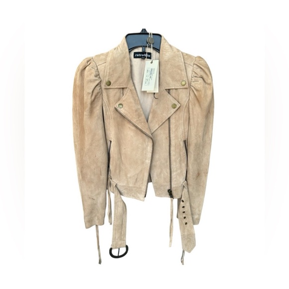 Retrofête Tai Lambskin Suede Leather Jacket - Picture 4 of 9